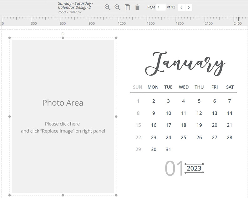 2023 Desk Calendar Template, Printable Photo Calendar, Monthly Calendar, Year Calendar, Editable Corjl, Photoshop 1