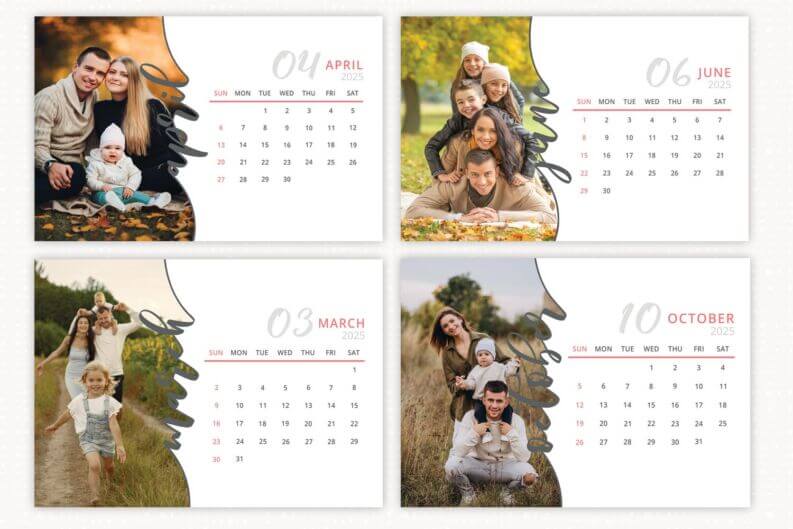 2025 Photo Calendar Template, Desk Calendar Monthly Calendar, Year Calendar, Per Page a Photo, Modern Photoshop Calendar, PSD, Corjl 3