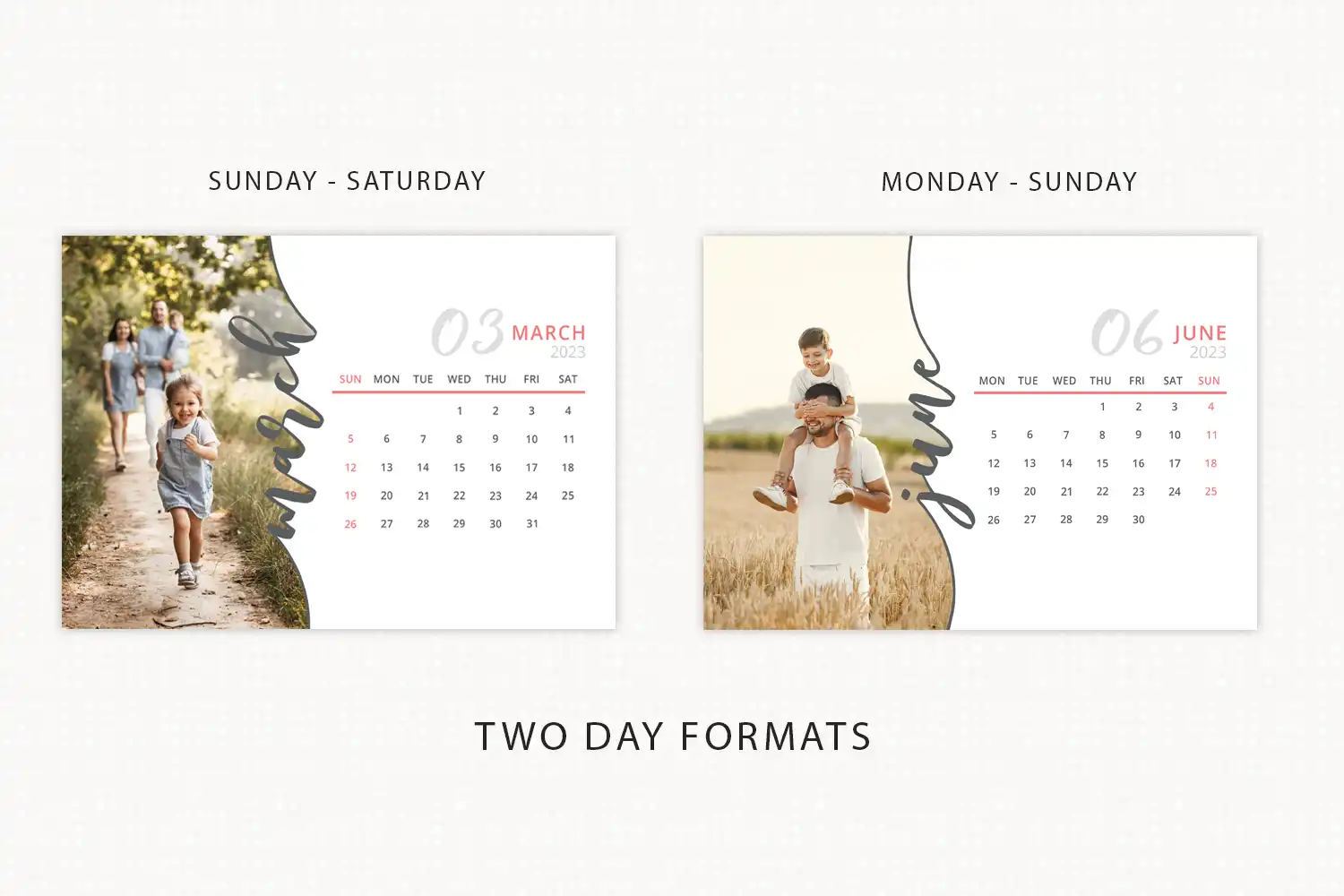 Printable 2023 Photo Desk Calendar Template, Monthly Calendar, Year Calendar, Per Page a Photo, Modern Photoshop Calendar, PSD 1