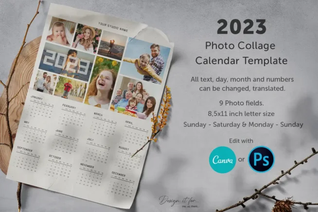 2023 photo collage calendar template