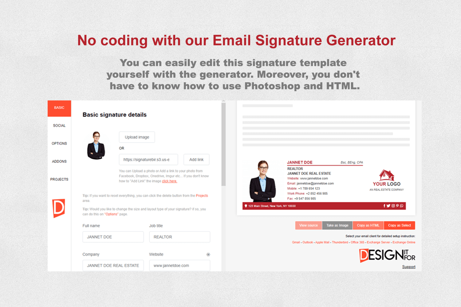 Clickable Email Signature Template, Gmail Email Signature, Outlook Email Signature, Clickable Link, Social Link, Professional Email Signature, Design 11 2
