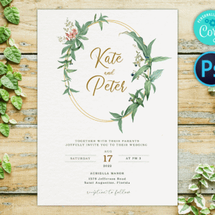 Greenery Wedding Invitation Template