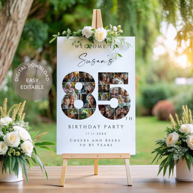 85th Birthday Collage Poster Bundle, 85th Birthday Photo Template Set, 85th Birthday Welcome Board, Personalized 85th Birthday Gift 3