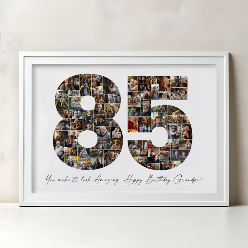 85th Birthday Photo Collage Template, Printable Number 85 Collage, Personalized 85th Birthday Gift for Her, Him 1