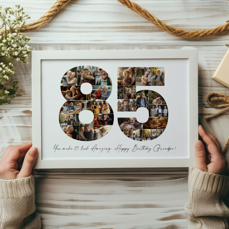 85th Birthday Photo Collage Template, Printable Number 85 Collage, Personalized 85th Birthday Gift for Her, Him 5