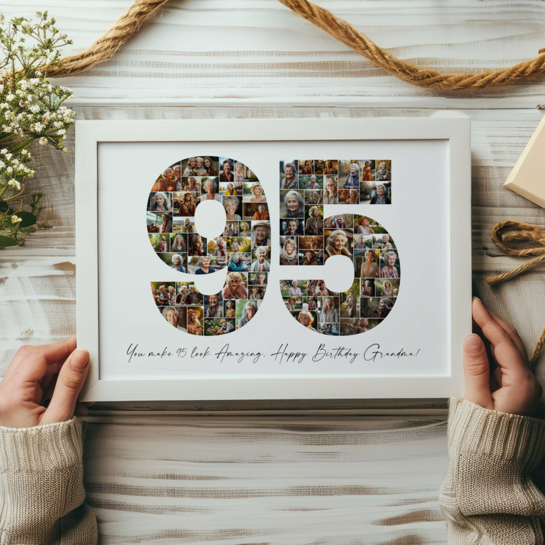 95th Birthday Photo Collage Template, Printable Number 95 Collage, Personalized 95th Birthday Gift for Her, Him 5