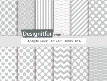 Basic Grey Digital Paper Pack, instant download, chevron, stripes, dots, quatrefoil 2