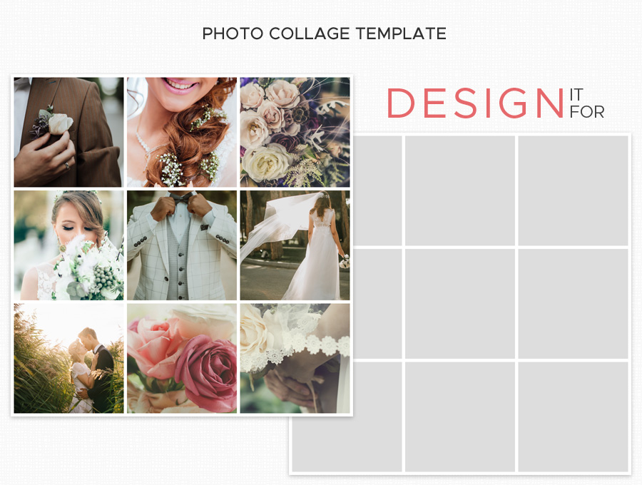 Photo Collage Template Psd, instagram collage, collage for Photographer, instant download, 16x16 inches 4