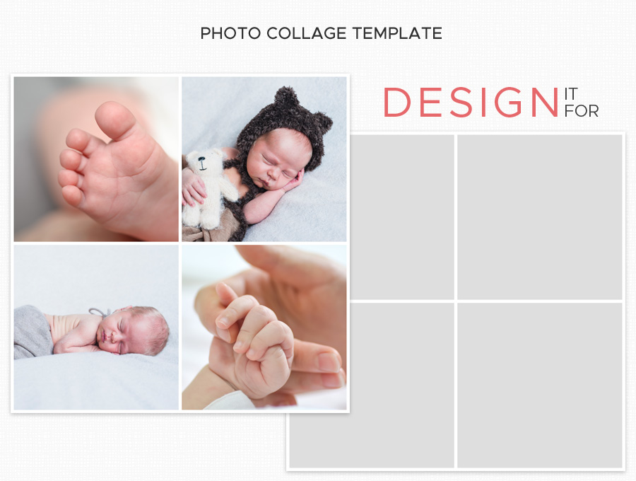 Photo Collage Template Psd, instagram collage, collage for Photographer, instant download, 16x16 inches 5