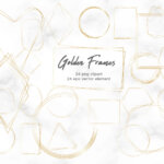 Gold frame clipart, geometric golden frame clip art, Gold Polygonal Frames, Gold Frames scrapbook, png, eps, digital download