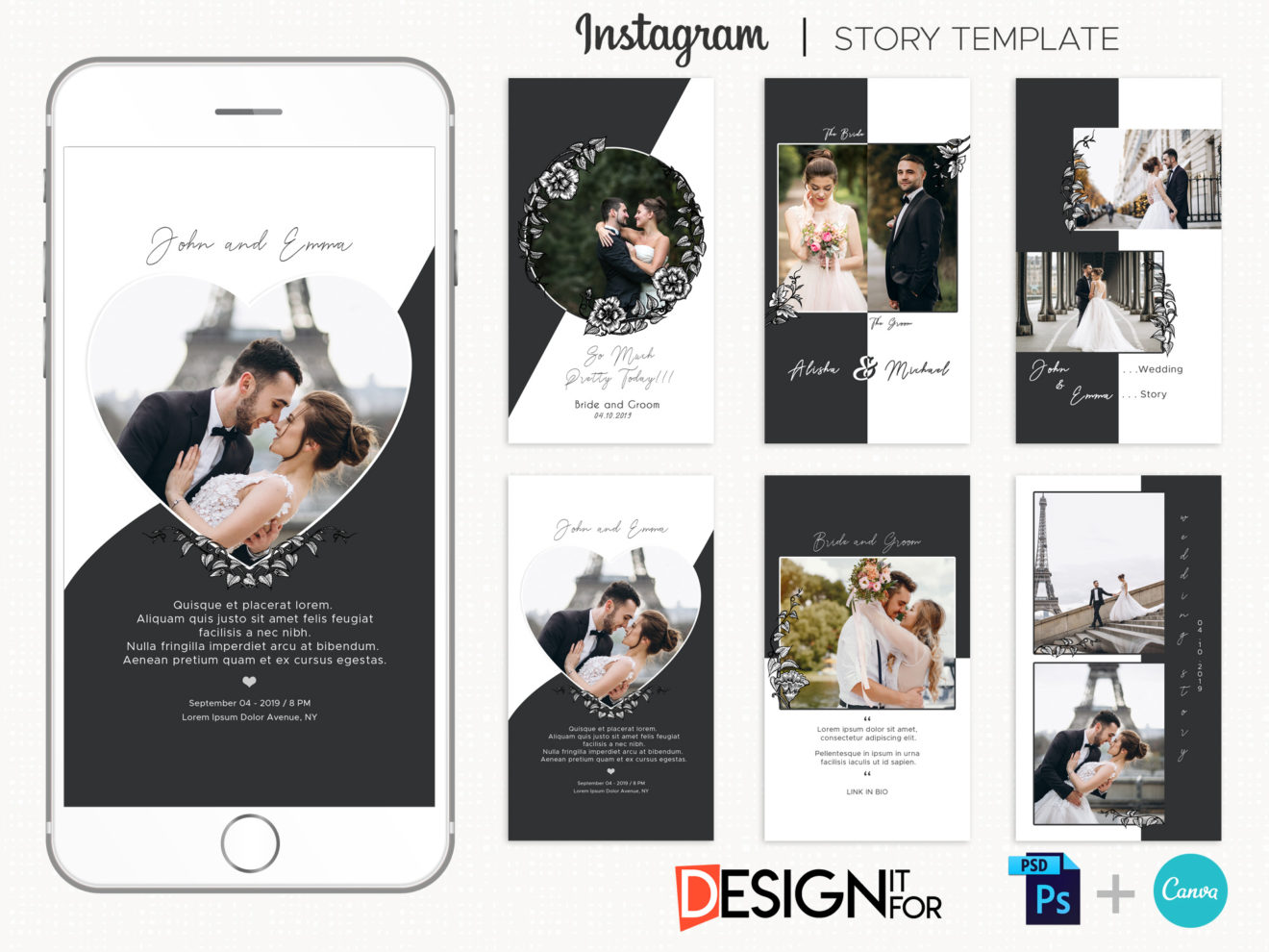 Wedding Instagram Stories Template, instagram story template bundle 1