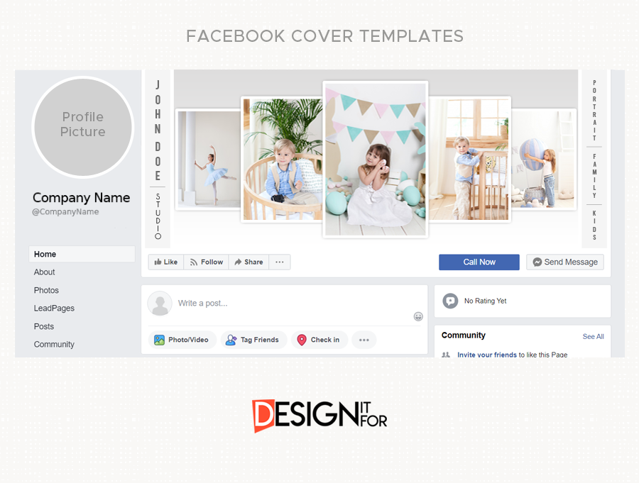 Collage Facebook Cover Template for Photographers, Photography Facebook Timeline Cover, Facebook Cover Photo, Facebook Cover Template 2