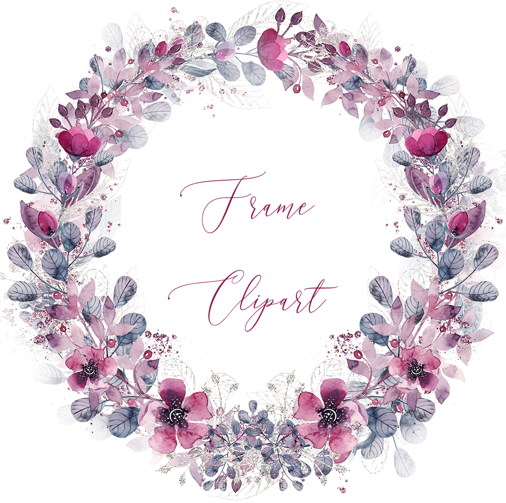 Download Floral Wreath Svg Png Clipart Leaves, Watercolor Flower Leaf Circle Frame Clip Art, Vector, Pink ...