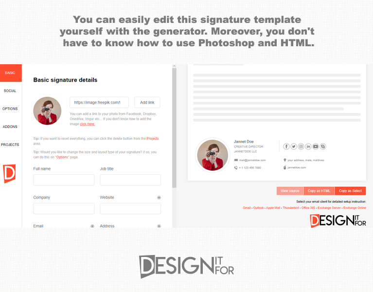 Email signature template, Easy Editable Email Signature Template with Generator, Photoshop template Psd Email template 3