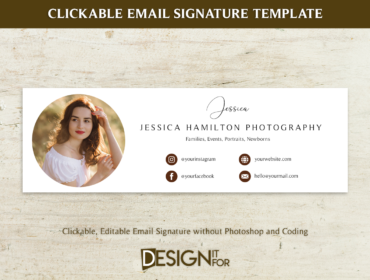 Email Signature Template Clickable Editable, Gmail Hotmail Photographer E-Mail Signature, HTML Premade Business Email Signature with Logo 2