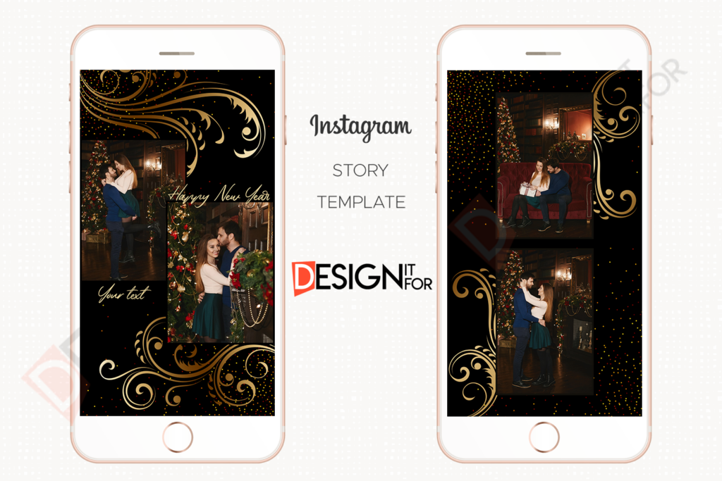 Black Gold Floral Instagram Story Template, Christmas Instagram Stories, instagram story template, editable psd file, instant download 6