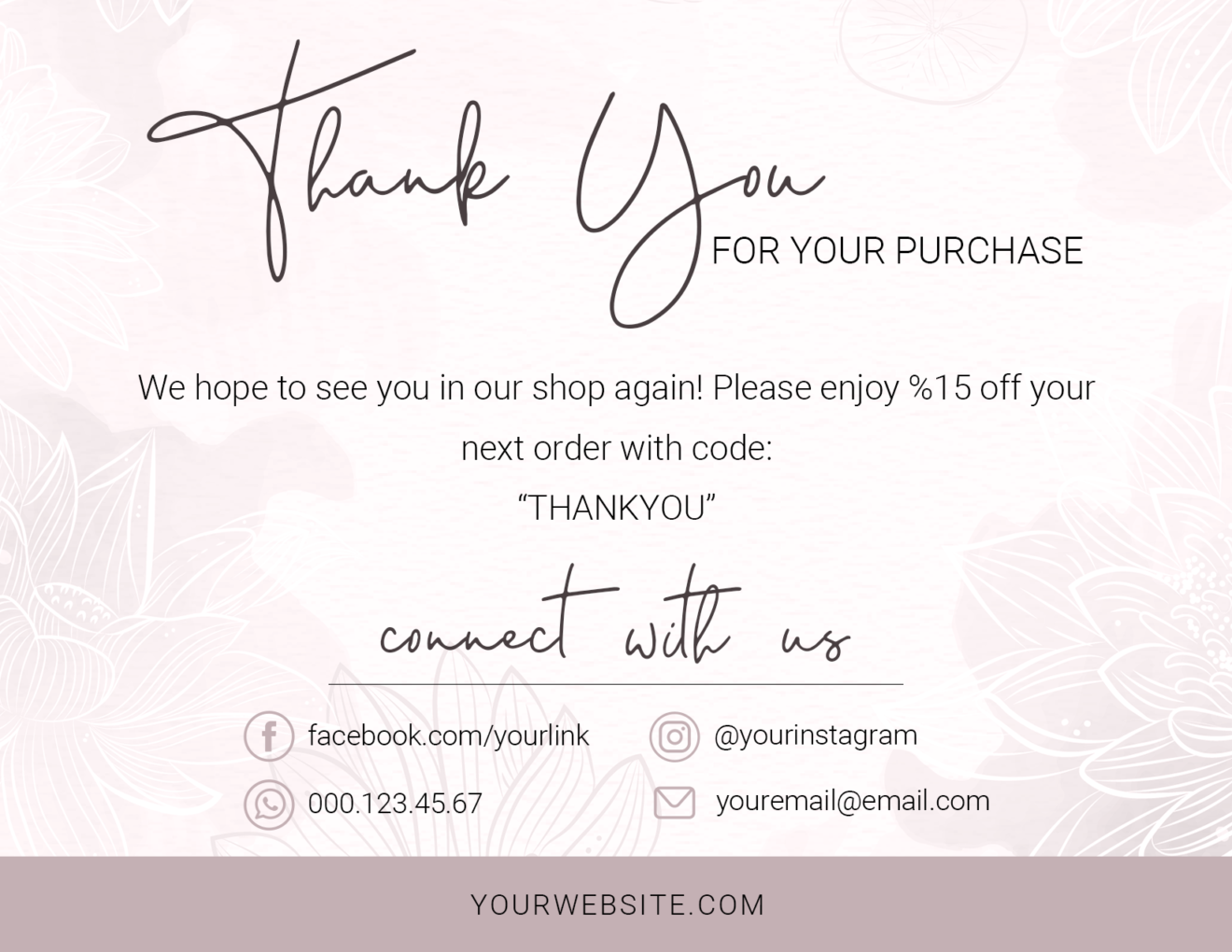 Business Thank You Card Template For Your Purchase Note, Order Template , Printable Template, Business Thank You Card, Online Business 2
