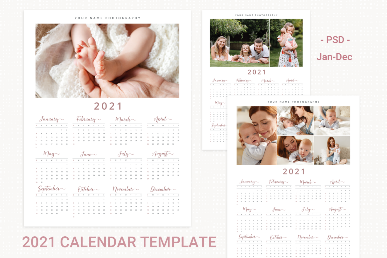 2021 photo calendar template, calendar with collage, printable wall calendar template, Year Calendar,monthly calendar, Photography Calendar 1