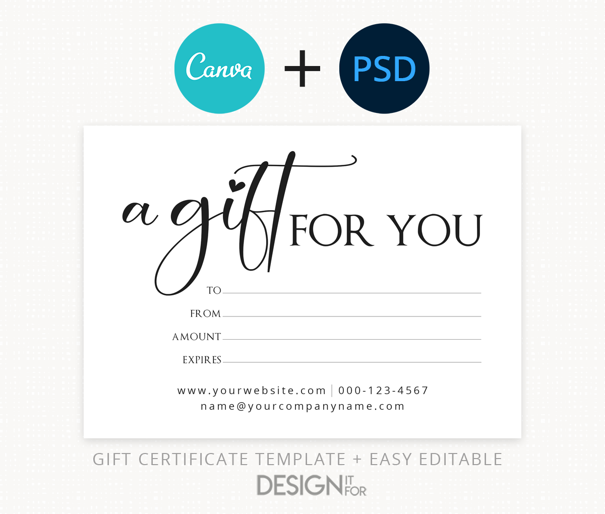Gift Certificate Template, Editable Gift Certificate Template, Canva, PSD, Printable, Digital Gift Certificate, 5x7 Gift Card Template 1