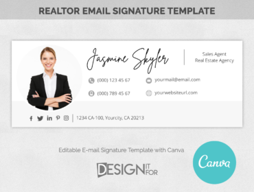 Email Signature Template Logo Realtor, Real Estate E-mail Signature Picture, Canva Email Signature, Professional Marketing Email Signature 2