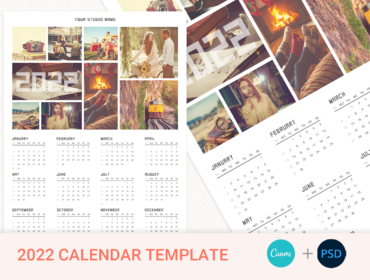 2022 Canva Calendar Template, Year Calendar, Photo Calendar Template, Letter Size Calendar, Editable, Printable, PSD File, Instant Download 1