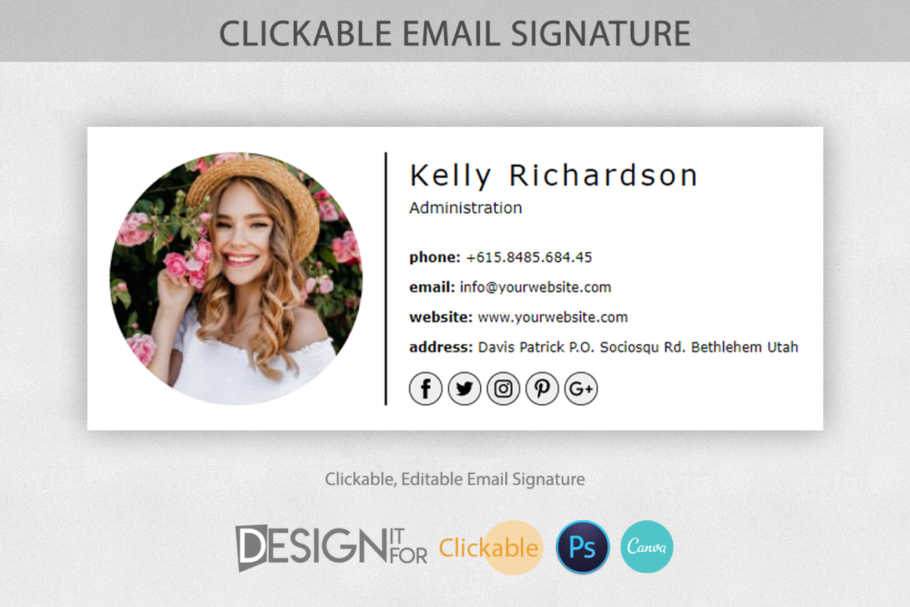 Email Signature Template Clickable Link, Gmail Email Signature, Html, Outlook E-mail Signature, Professional Email Signature, Realtor Email 1