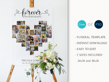Funeral Heart Collage, Funeral Program Template, Funeral Welcome Sign, Funeral Photo Collage Template, Funeral Welcome Sign, Memorial Poster 1